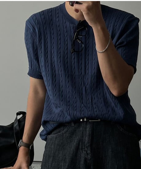 texture short sleeve knit sweater/３color　NL2397