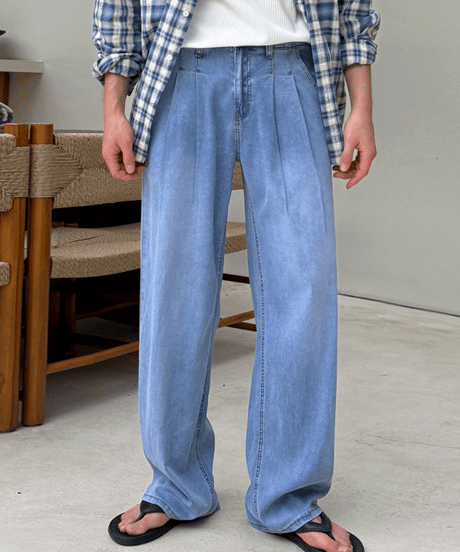 effortless vintage wash wide denim /2color　NL2406