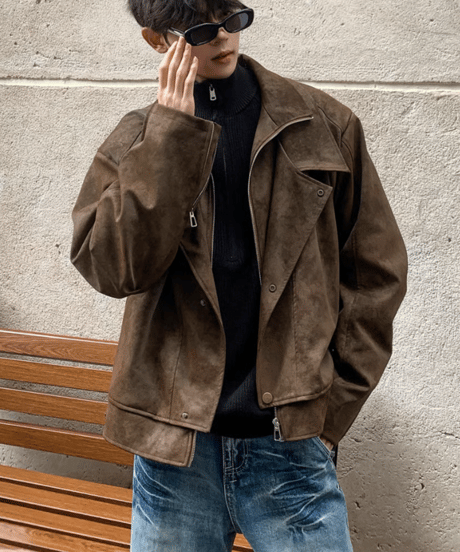 suede-like riders jacket　NL2085