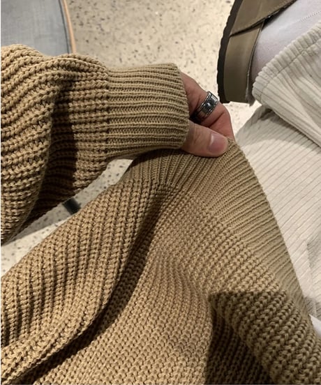oversized polo collar rib knit /4color　NL2098