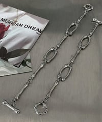 silver bone link toggle bracelet　NL2264
