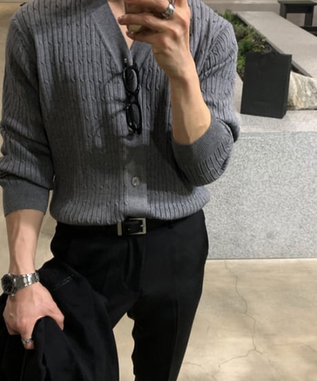 cable knit v-neck cardigan /2color　NL2124