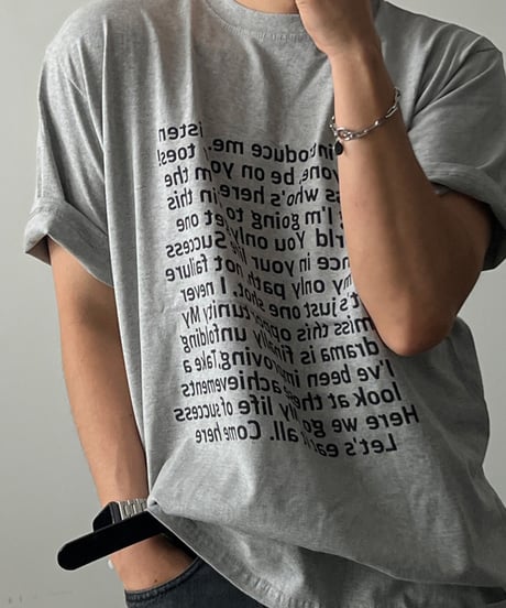 mirrored text casual loose tee /3color　NL2394