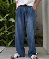 effortless vintage wash wide denim /2color　NL2406