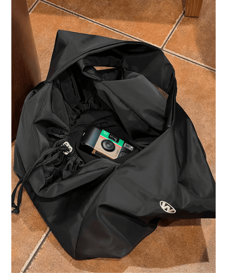 oversized nylon sling bag black　NL2285