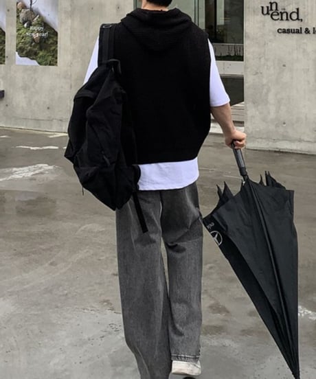 oversized hooded knit vest /2color　NL2130
