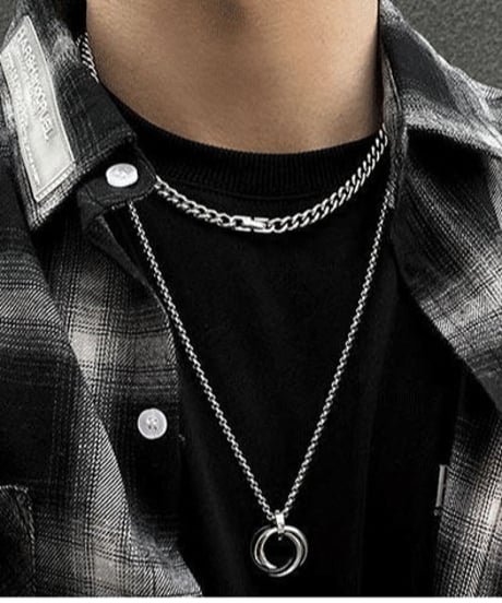 silver curb chain necklace　NL2180