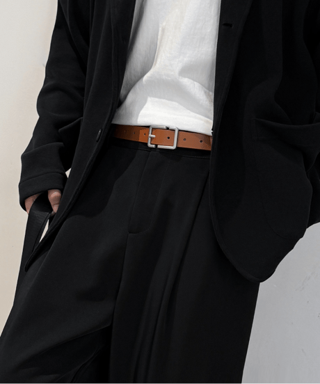 minimalist square buckle leather belt /2color　NL2294