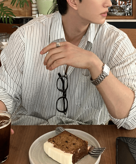 striped relaxed-fit shirt /2color　NL2399