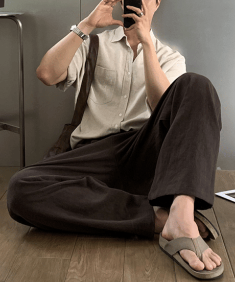 half sleeve linen shirt /2color　NL2322