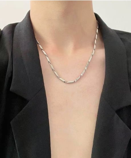 bar link silver necklace　NL2204