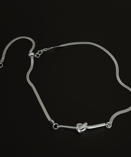 silver snake chain  knot necklace　NL2093