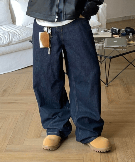 baggy silhouette raw indigo denim pants　NL2410
