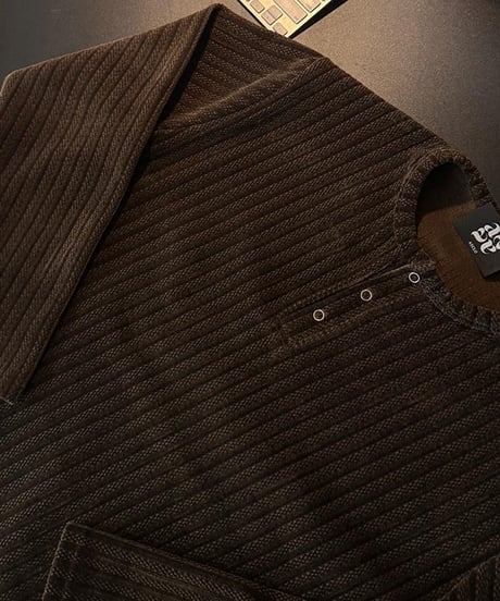 corduroy ribbed henley neck shirt /4color　NL2087