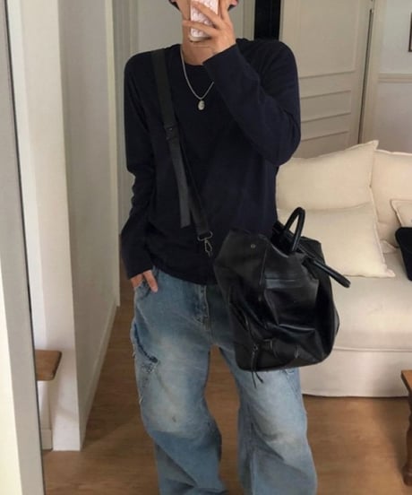 wide leg denim cargo pants　NL2348
