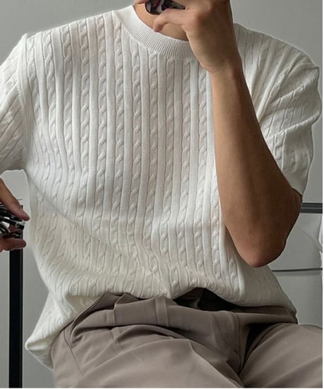 short sleeve crew neck sweater /2color　NL2396