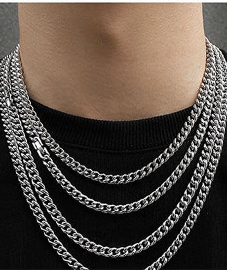 silver curb chain necklace　NL2180