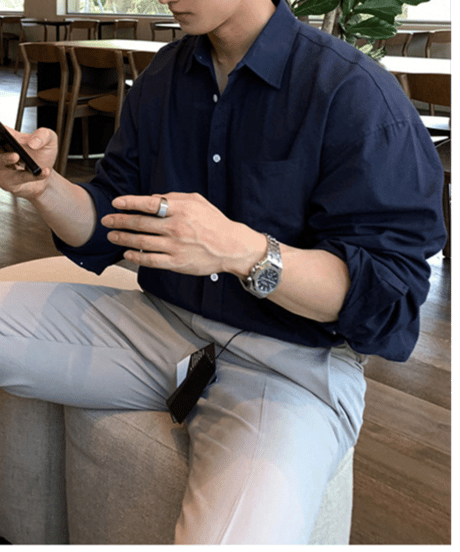 korean style loose navy shirt　NL2165
