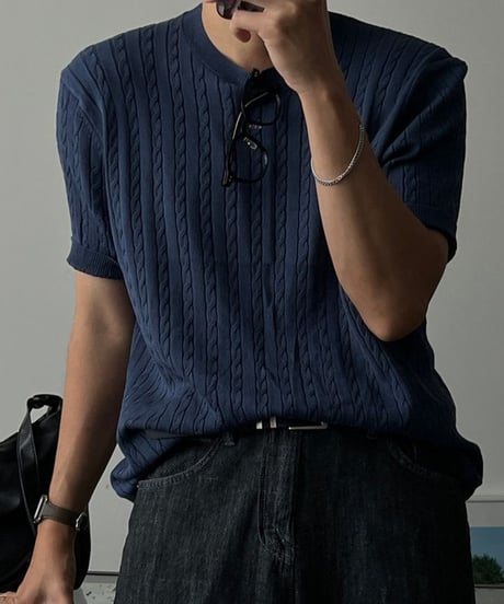short sleeve cable knit sweater/３color　NL2395