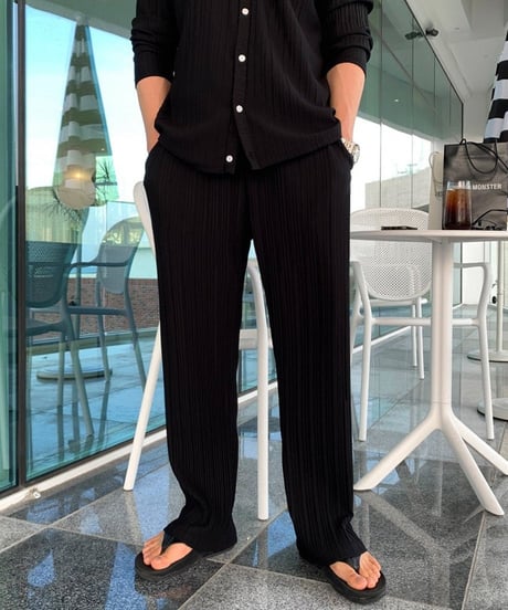 vertical pleated relaxed setup /2color　NL2303