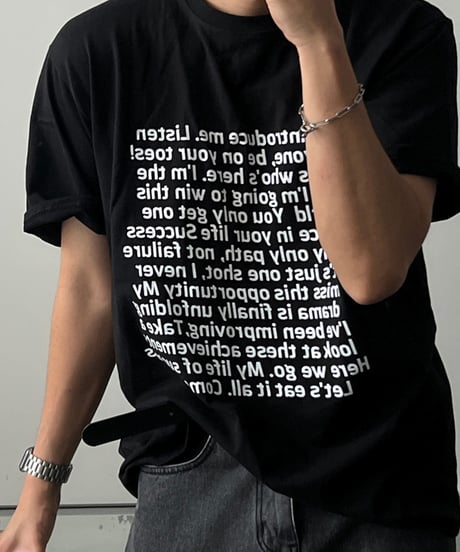 mirrored text casual loose tee /3color　NL2394