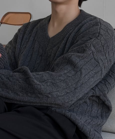oversize twist vneckknit pullover　NL2088