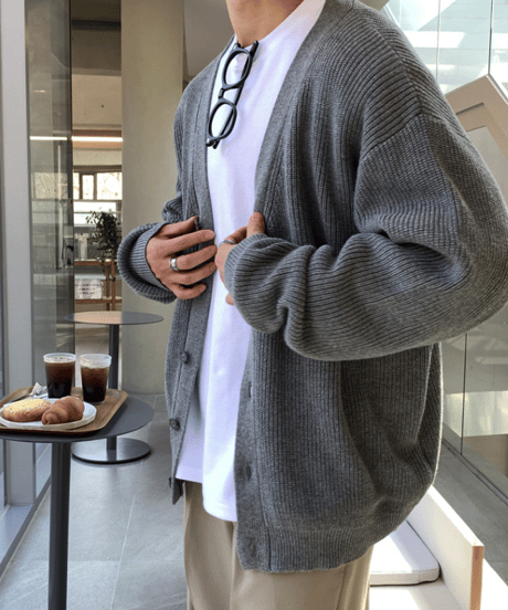 oversized ribbed knit cardigan /2color　NL2121