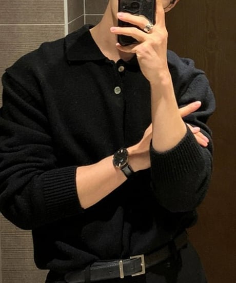 loose knit polo collar sweater /3color　NL2078