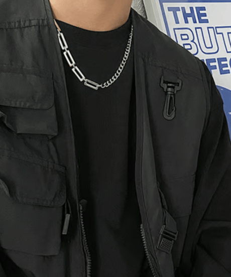 modern block curb chain necklace　NL2187