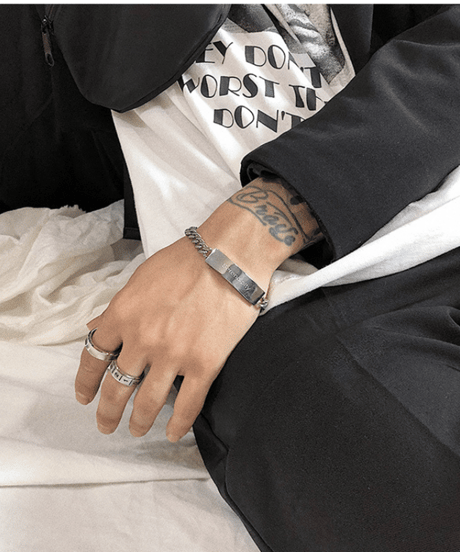 silver chain id plate bracelet　NL2190