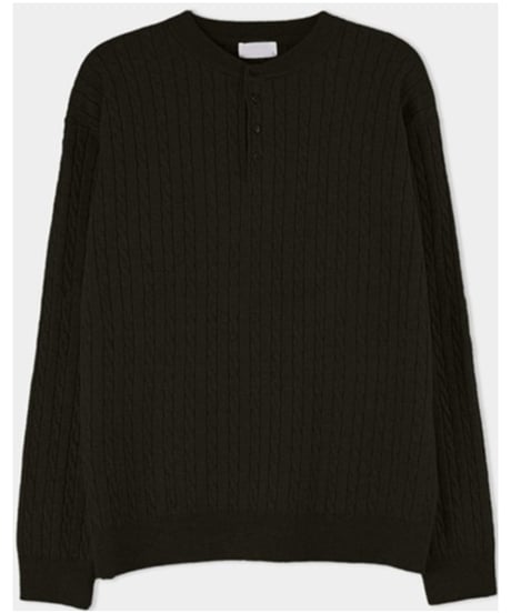 henley neck cable knit /2color　NL2111