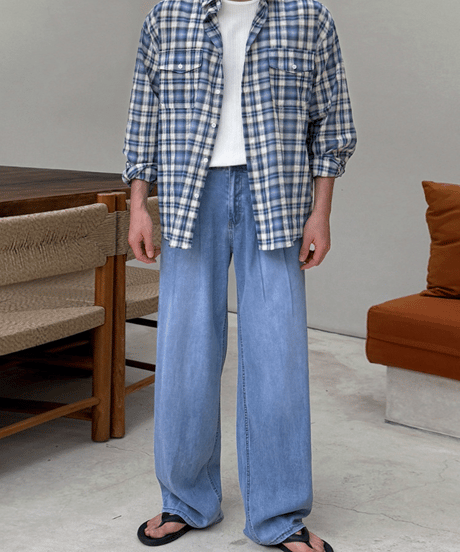 effortless vintage wash wide denim /2color　NL2406