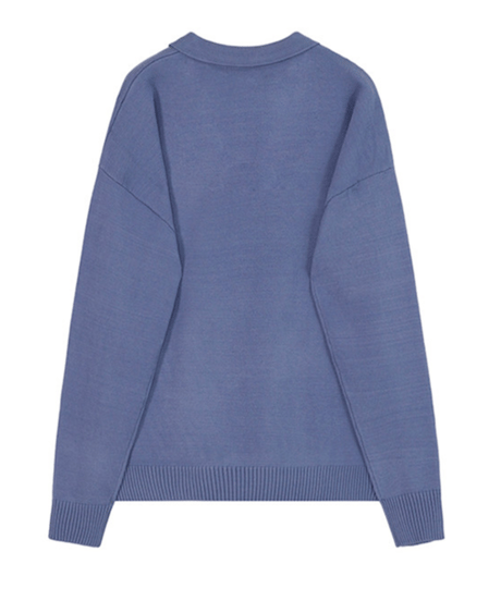 oversized polo collar knit sweater/2color　NL2171