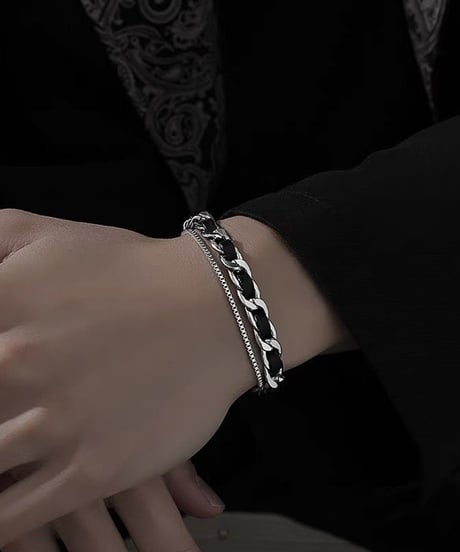 leather double chain bracelet　NL2178