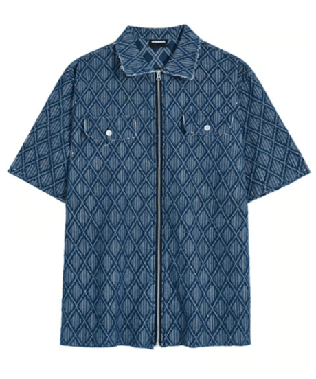 diamond jacquard zip denim shirt　NL2401