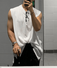 side slit cotton muscle tank top/２color　NL2331