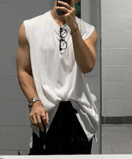 side slit cotton muscle tank top/２color　NL2331