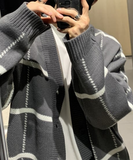 check patterned knit cardigan　NL2137