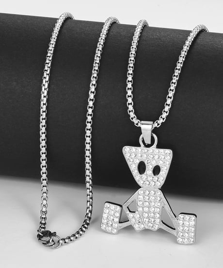 iced out hip hop alien robot pendant necklace　NL2249