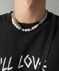 silver chain pearl necklace　NL2186