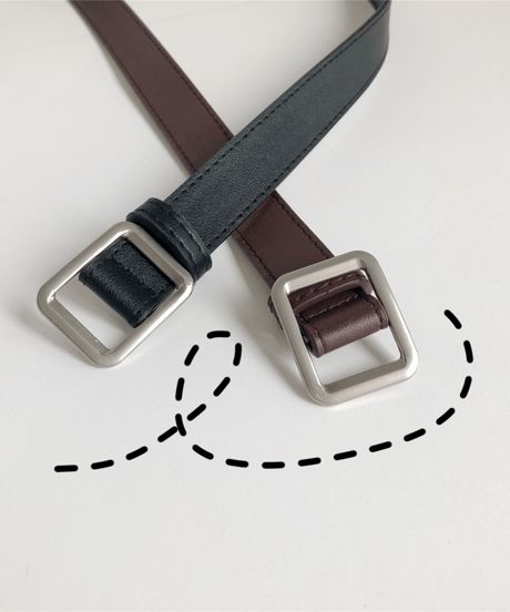 minimal square buckle thin belt /2color　NL2281