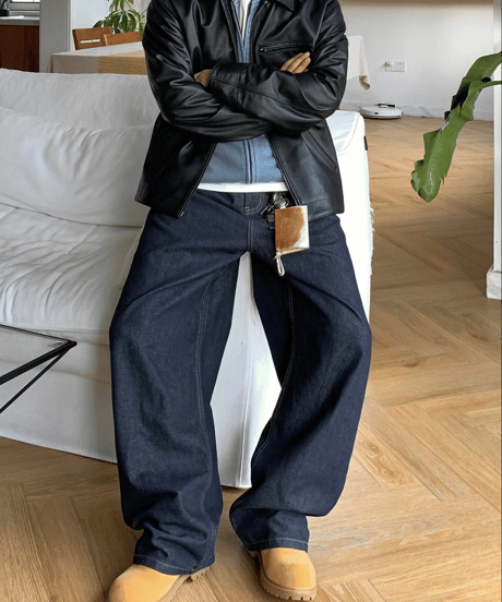 baggy silhouette raw indigo denim pants　NL2410