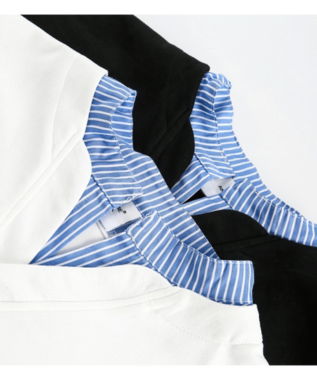 layered v-neck stripe sweatshirt /2color　NL2355