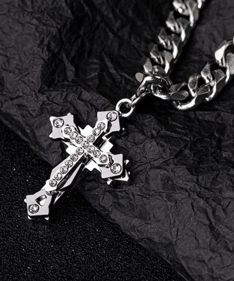 gothic cross iced cuban chain　NL2247