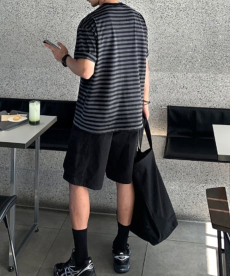 charcoal gray striped tee　NL2143