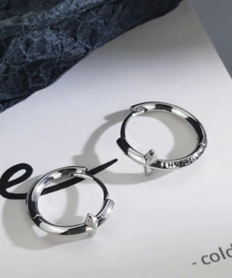 star engraved hoop earrings two-piece set　NL2216