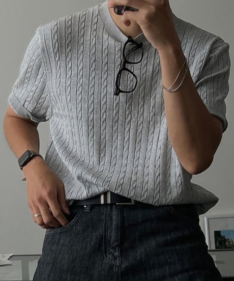 texture short sleeve knit sweater/３color　NL2397