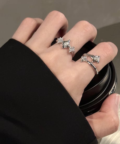 star moon pearl heart silver rings　NL2177