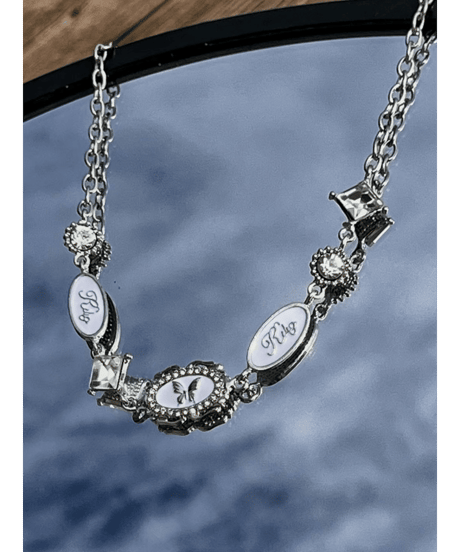 butterfly oval frame clear stone choker　NL2222