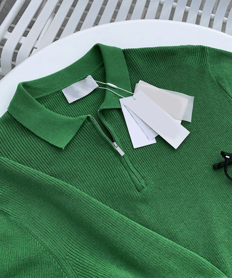 half-zip ribbed knit polo shirt /4color　NL2166